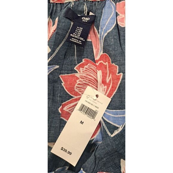 Gap Womens Medium Spaghetti Strappy Blouse Floral Boho Blue Pink EVERYDAY top - Picture 6 of 8